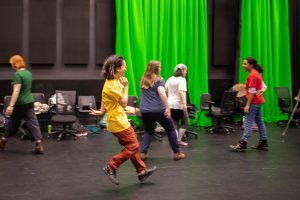 Wendy is photographed in the sound stage interacting as part of the acting for animators masterclass