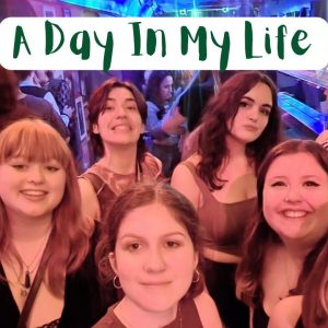 group of friends with the words A Day In My Life at the top of the image